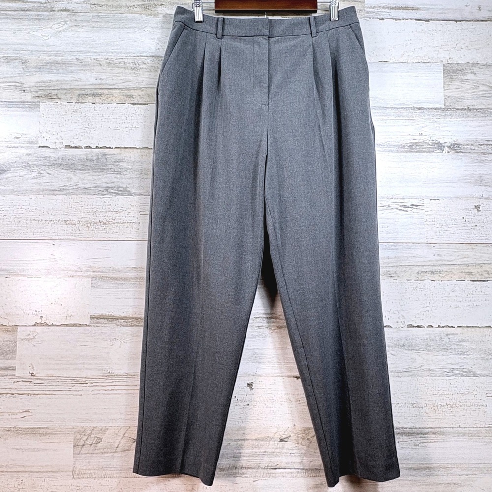 LOFT Versa Pleated Trousers Pants 10 Gray Straight Leg Workwear Corpcore Chic